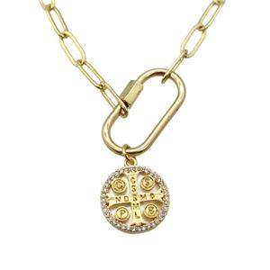 copper necklace, gold plated, approx 4x11mm, 44cm length [FD10855]