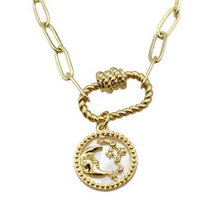 copper necklace, gold plated, approx 4x11mm, 44cm length [FD10857]