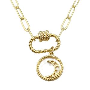 copper necklace, gold plated, approx 4x11mm, 44cm length [FD10860]