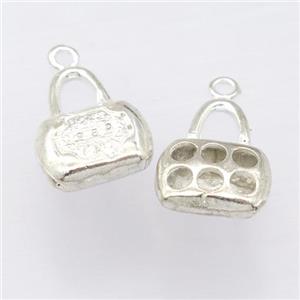 copper Lock pendant, silver plated, approx 13-17mm [FD10867]
