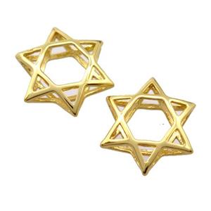copper david star pendant, gold plated, unfade, approx 16mm [FD10875]
