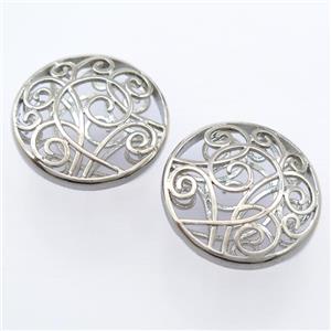 copper pendant, platinum plated, unfade, approx 27mm [FD10878]