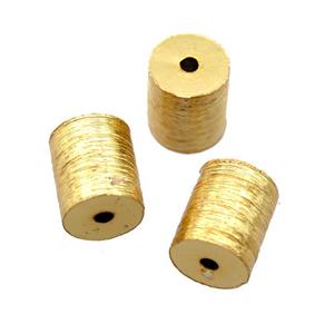 brushed copper tube beads, gold plated, unfade, approx 8-9.5mm [FD10886]