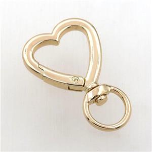 copper keychain clasp, heart, gold plated, approx 26mm [FD10900]