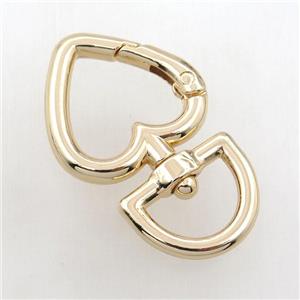 copper keychain clasp, heart, gold plated, approx 26mm [FD10905]