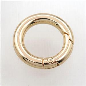 copper keychain clasp, circle, gold plated, approx 24mm dia [FD10910-24MM]