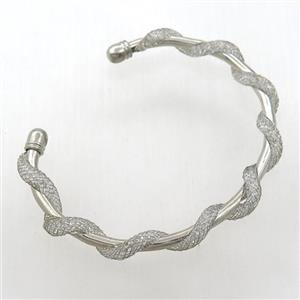 copper bangle with zircon, platinum plated, approx 50-62mm [FD10917]