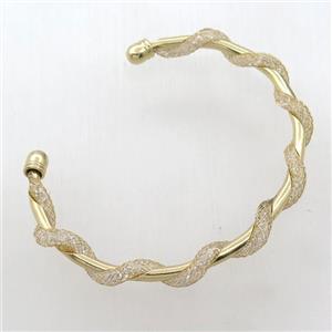 copper bangle with zircon, gold plated, approx 50-62mm [FD10918]