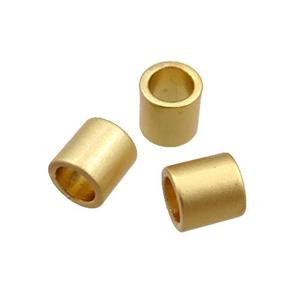 copper tube beads with large hole, unfaded, duck-gold, approx 6x6mm, 4mm hole [FD10930]