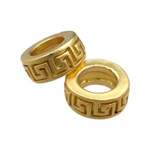 copper rondelle beads with large hole, unfaded, duck-gold, approx 10mm, 6mm hole [FD10935]