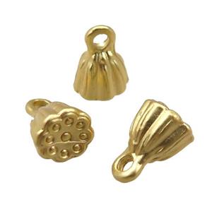 copper lotus pendant, unfaded, duck-gold, approx 7-10mm [FD10950]