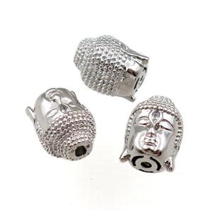 copper buddha beads, platinum plated, approx 10-13.5mm [FD10971]