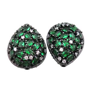 copper teardrop pave green zircon, black plated, approx 20-26mm [FD10978]