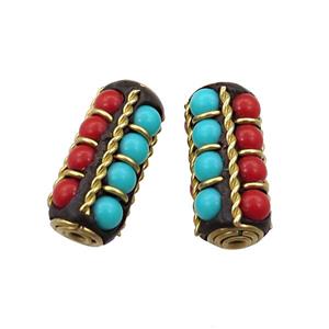 tibetan style brass tube beads, approx 12-25mm [FD11141]