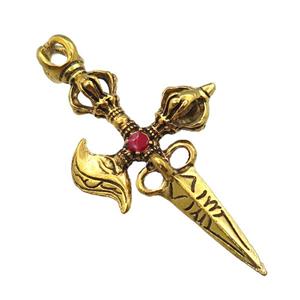 tibetan style zinc pendant, antique gold, approx 31-60mm [FD11146]