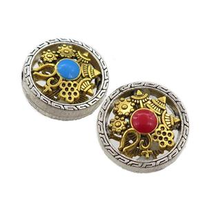 tibetan style zinc button beads, approx 22mm dia [FD11149]