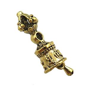 Tibetan KingKong Bell charm zinc pendant, antique gold, approx 8-25mm [FD11161]