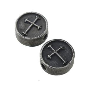 Stainless Steel button coin beads, cross, approx 10.5mm [FD11186]