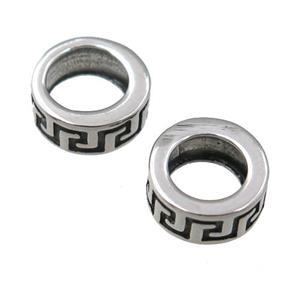 Stainless Steel rondelle beads, antique silver, approx 10mm, 6mm hole [FD11188]