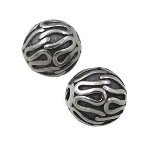 round Stainless Steel beads, antique silver, approx 9.5mm [FD11189]