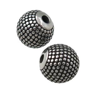 round Stainless Steel beads, antique silver, approx 10mm [FD11190]