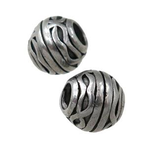 round Stainless Steel beads, antique silver, approx 11mm, 5mm hole [FD11191]