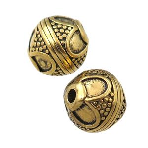 round Stainless Steel beads, antique gold, approx 9.5mm [FD11193]
