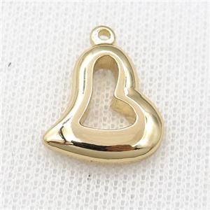 stainless steel heart pendant, gold plated, approx 18-20mm [FD11202]