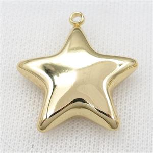 stainless steel star pendant, hollow, gold plated, approx 35mm [FD11206]
