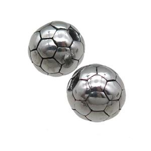round Stainless Steel football beads Sport antique silver, approx 10mm [FD11214-10MM]