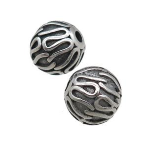 stainless steel round beads, antique silver, approx 10mm [FD11219]