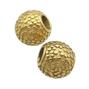 round stainless steel beads, gold plated, approx 11.5mm, 5mm hole [FD11224]