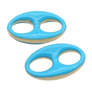 blue Enameling copper oval connector, pignose, gold plated, approx 13-22mm [FD11238]