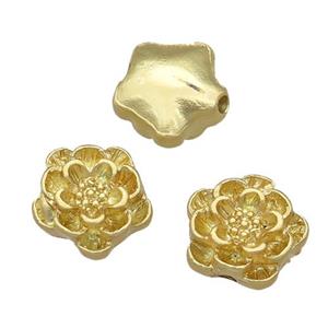 copper flower beads, unfaded, duck-gold, approx 8mm [FD11252-8MM]