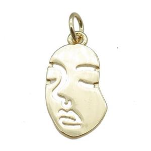 copper face charm pendant, gold plated, approx 10-16mm [FD11254]