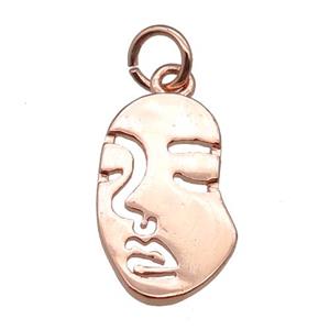 copper face charm pendant, rose gold, approx 10-16mm [FD11255]
