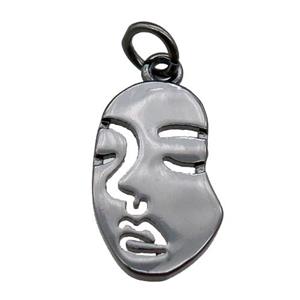 copper face charm pendant, black plated, approx 10-16mm [FD11256]