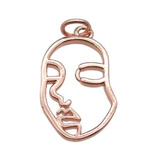 copper face charm pendant, rose gold, approx 12-18mm [FD11260]