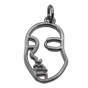 copper face charm pendant, black plated, approx 12-18mm [FD11261]