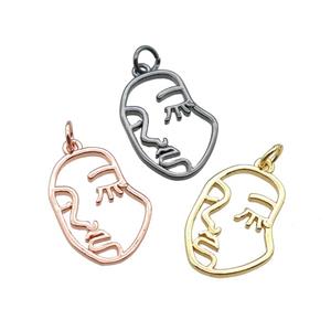 copper face pendant, mixed, approx 14-20mm [FD11267]