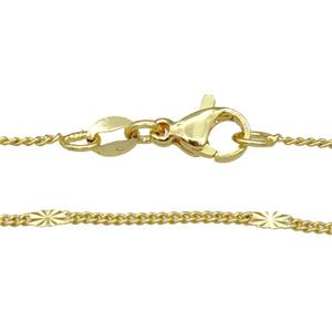 copper necklace chain, unfaded, gold plated, approx 1.2mm, 40cm length [FD11272]