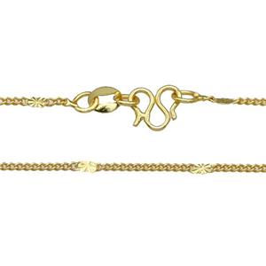 copper necklace chain, unfaded, gold plated, approx 1.2mm, 40cm length [FD11273]