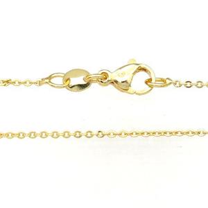 copper necklace chain, unfaded, gold plated, approx 1.2mm, 40cm length [FD11275]
