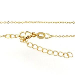 copper necklace chain, unfaded, gold plated, approx 1.2mm, 39-43cm length [FD11276]