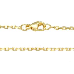 copper necklace chain, unfaded, gold plated, approx 2mm, 40cm length [FD11282]