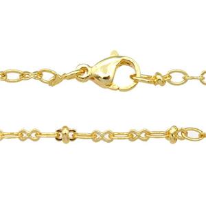 copper necklace chain, unfaded, gold plated, approx 1.5mm, 2.5mm, 40cm length [FD11284]