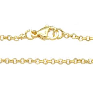 copper necklace chain, unfaded, gold plated, approx 2mm, 40cm length [FD11288]