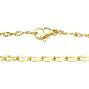 copper necklace chain, unfaded, gold plated, approx 2.5x6mm, 40cm length [FD11290]
