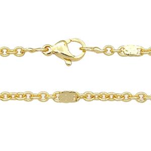 copper necklace chain, unfaded, gold plated, approx 2.5mm, 40cm length [FD11295]