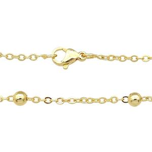 copper necklace chain, unfaded, gold plated, approx 2mm, 4mm, 40cm length [FD11296]